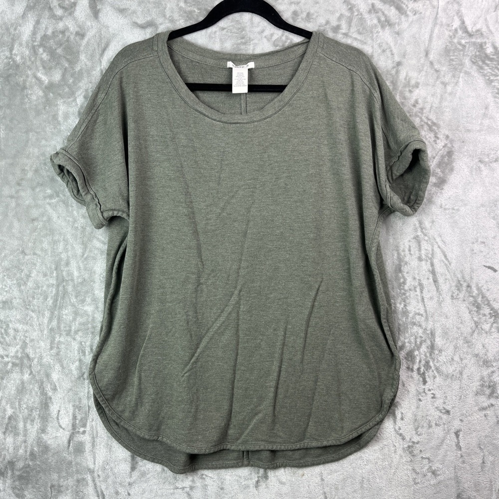 Matty M French Terry Top Green XL Scoop Neck Cuffed Short Sleeve Casual Quality